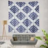 Indigo Blue Shibori Spanish Pattern Wall Tapestry