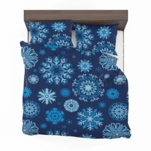 Indigo Blue Snowflakes Pattern Bedding Set 2