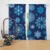 Indigo Blue Snowflakes Pattern Curtain