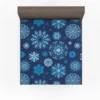 Indigo Blue Snowflakes Pattern Fitted Sheet