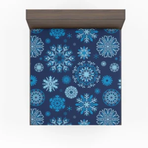 Indigo Blue Snowflakes Pattern Fitted Sheet