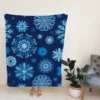 Indigo Blue Snowflakes Pattern Fleece Blanket