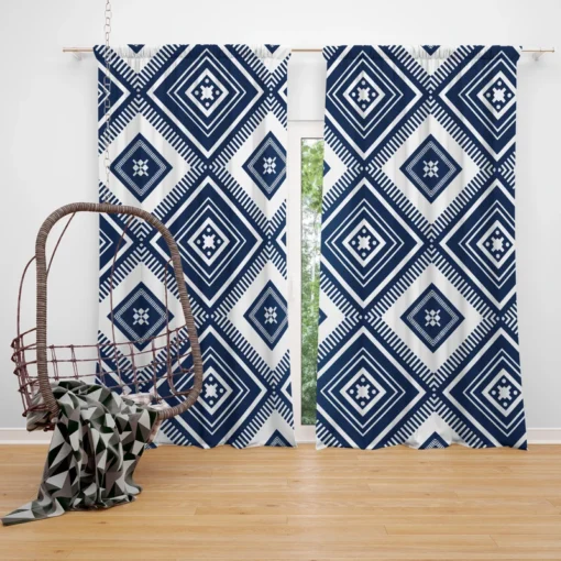 Indigo Geometric Ethnic Curtain