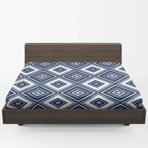 Indigo Geometric Ethnic Fitted Sheet 1