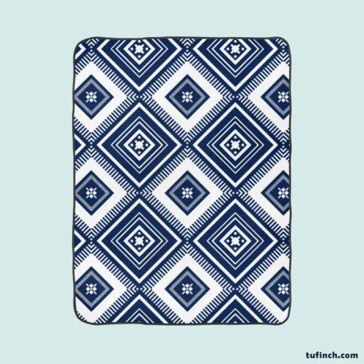 Indigo Geometric Ethnic Fleece Blanket 1