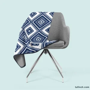 Indigo Geometric Ethnic Fleece Blanket 2