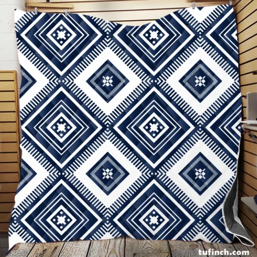 Indigo Geometric Ethnic Quilt Blanket