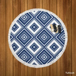 Indigo Geometric Ethnic Round Beach Towel