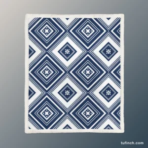 Indigo Geometric Ethnic Sherpa Fleece Blanket 1