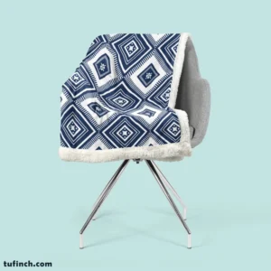 Indigo Geometric Ethnic Sherpa Fleece Blanket 2