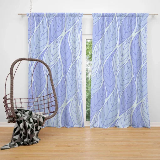 Indigo Leaf Pattern Curtain