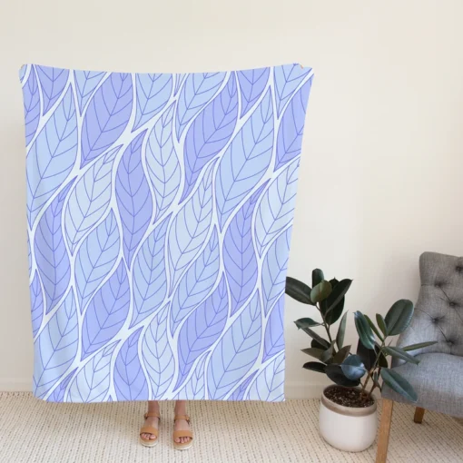 Indigo Leaf Pattern Fleece Blanket