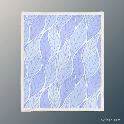 Indigo Leaf Pattern Sherpa Fleece Blanket 1