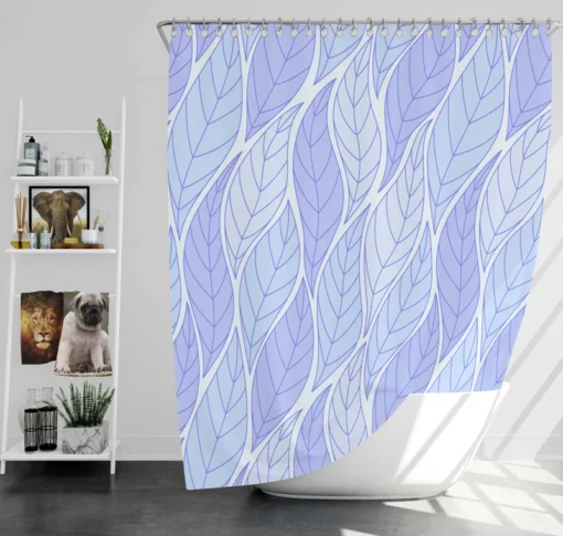 Indigo Leaf Pattern Shower Curtain