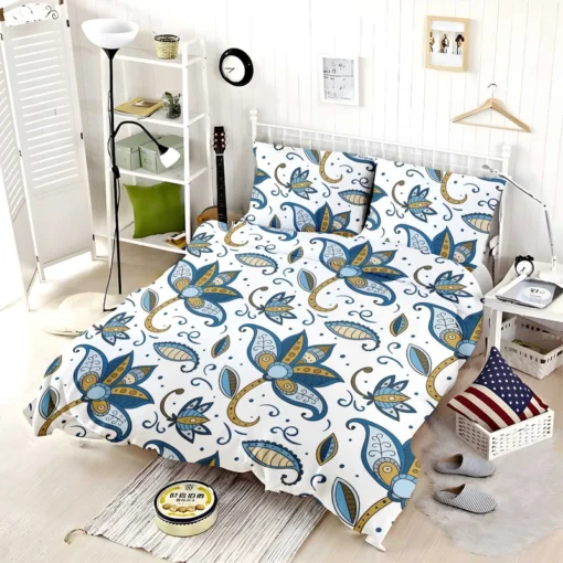 Indonesian Batik Flower Paisley Design Bedding Set