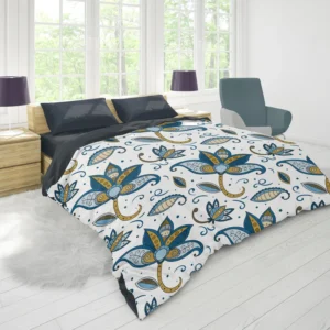 Indonesian Batik Flower Paisley Design Duvet Cover 1