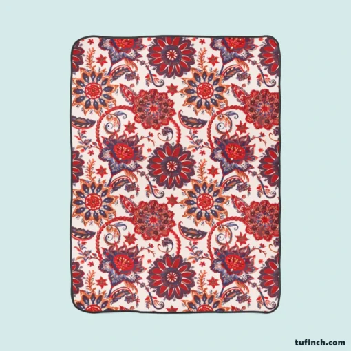 Indonesian Style Floral Design Fleece Blanket 1