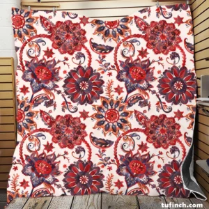 Indonesian Style Floral Design Quilt Blanket