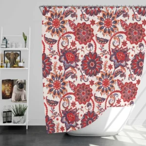 Indonesian Style Floral Design Shower Curtain