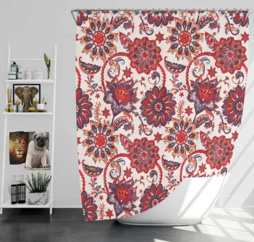 Indonesian Style Floral Design Shower Curtain