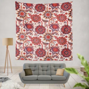 Indonesian Style Floral Design Wall Tapestry