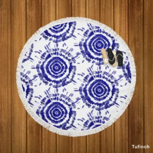 Ink Shibori Design Round Beach Towel