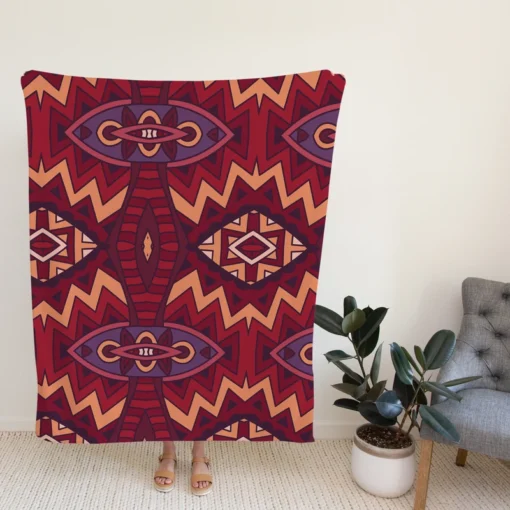 Intricate Ethnic Tribal Motif Fleece Blanket