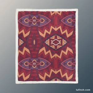 Intricate Ethnic Tribal Motif Sherpa Fleece Blanket 1