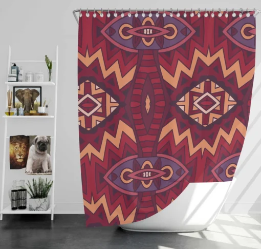 Intricate Ethnic Tribal Motif Shower Curtain