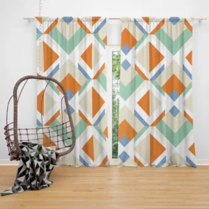 Inverted Color Flat Design Colorful Geometric Pattern Curtain