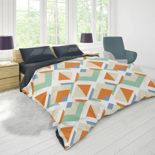 Inverted Color Flat Design Colorful Geometric Pattern Duvet Cover 1