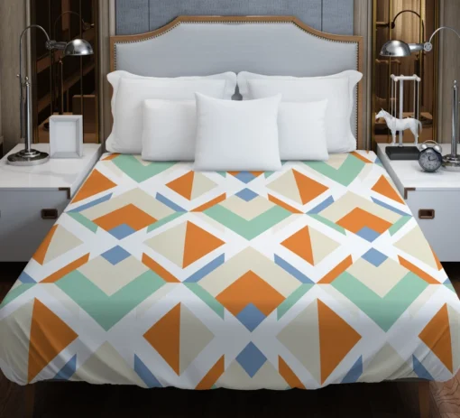 Inverted Color Flat Design Colorful Geometric Pattern Duvet Cover