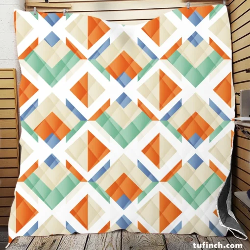 Inverted Color Flat Design Colorful Geometric Pattern Quilt Blanket