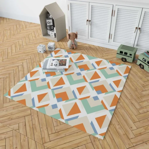 Inverted Color Flat Design Colorful Geometric Pattern Rug 1