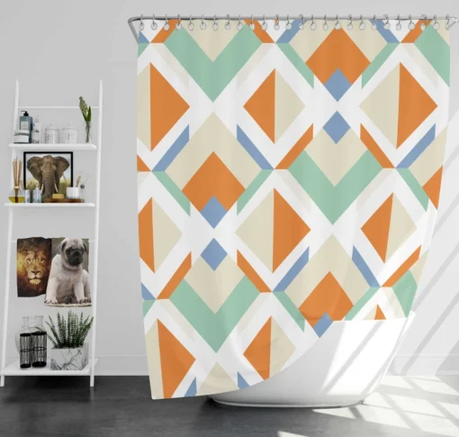 Inverted Color Flat Design Colorful Geometric Pattern Shower Curtain