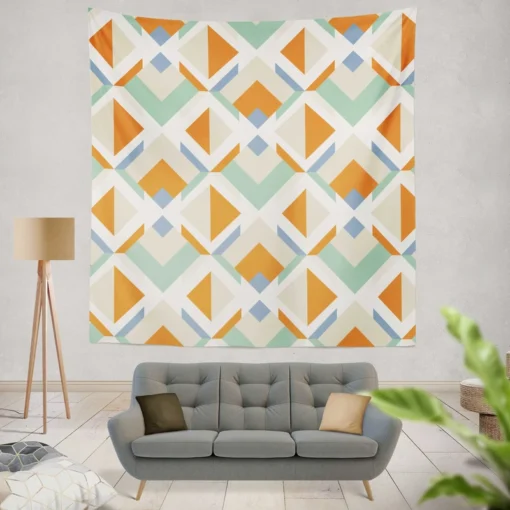 Inverted Color Flat Design Colorful Geometric Pattern Wall Tapestry