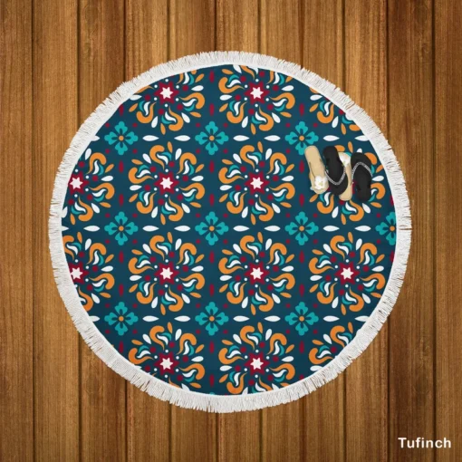 Iranian Ethnic Design Round Beach Towel