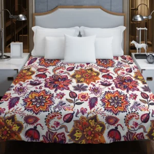 Iranian Floral Folk Pattern Duvet Cover