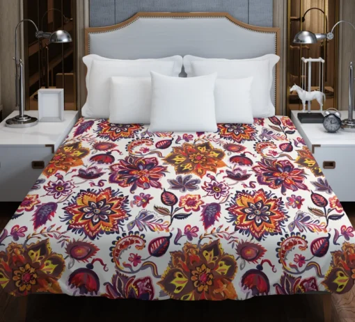 Iranian Floral Folk Pattern Duvet Cover