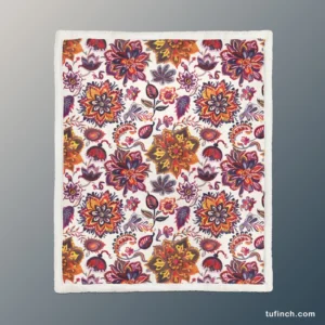 Iranian Floral Folk Pattern Sherpa Fleece Blanket 1