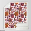 Iranian Floral Folk Pattern Sherpa Fleece Blanket