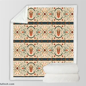 Iranian Traditional Design Sherpa Fleece Blanket