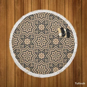 Islamic Floral Design Round Beach Towel