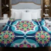 Islamic Moroccan Blue Pink Pattern Duvet Cover