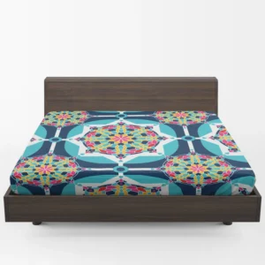 Islamic Moroccan Blue Pink Pattern Fitted Sheet 1