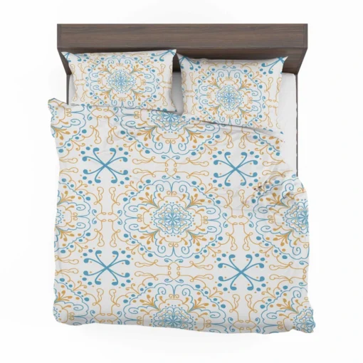 Islamic Moroccan Off White Blue Pattern Bedding Set 2