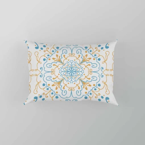 Islamic Moroccan Off White Blue Pattern Pillow Case