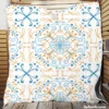 Islamic Moroccan Off White Blue Pattern Quilt Blanket