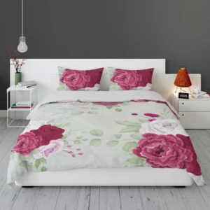 Italian Red Pink Rose Design Bedding Set 1