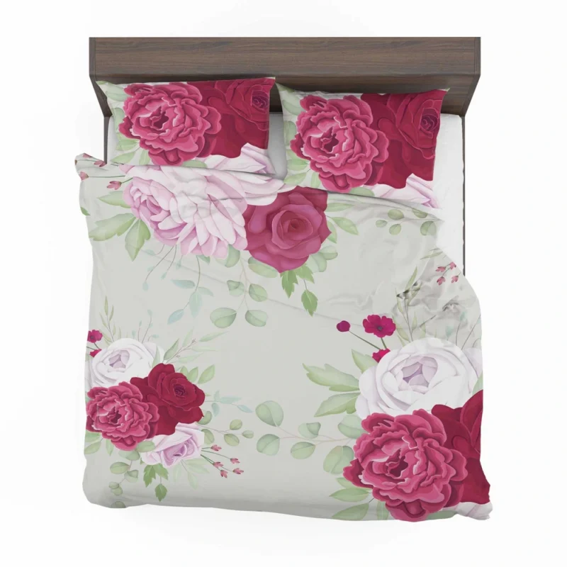 Italian Red Pink Rose Design Bedding Set 2